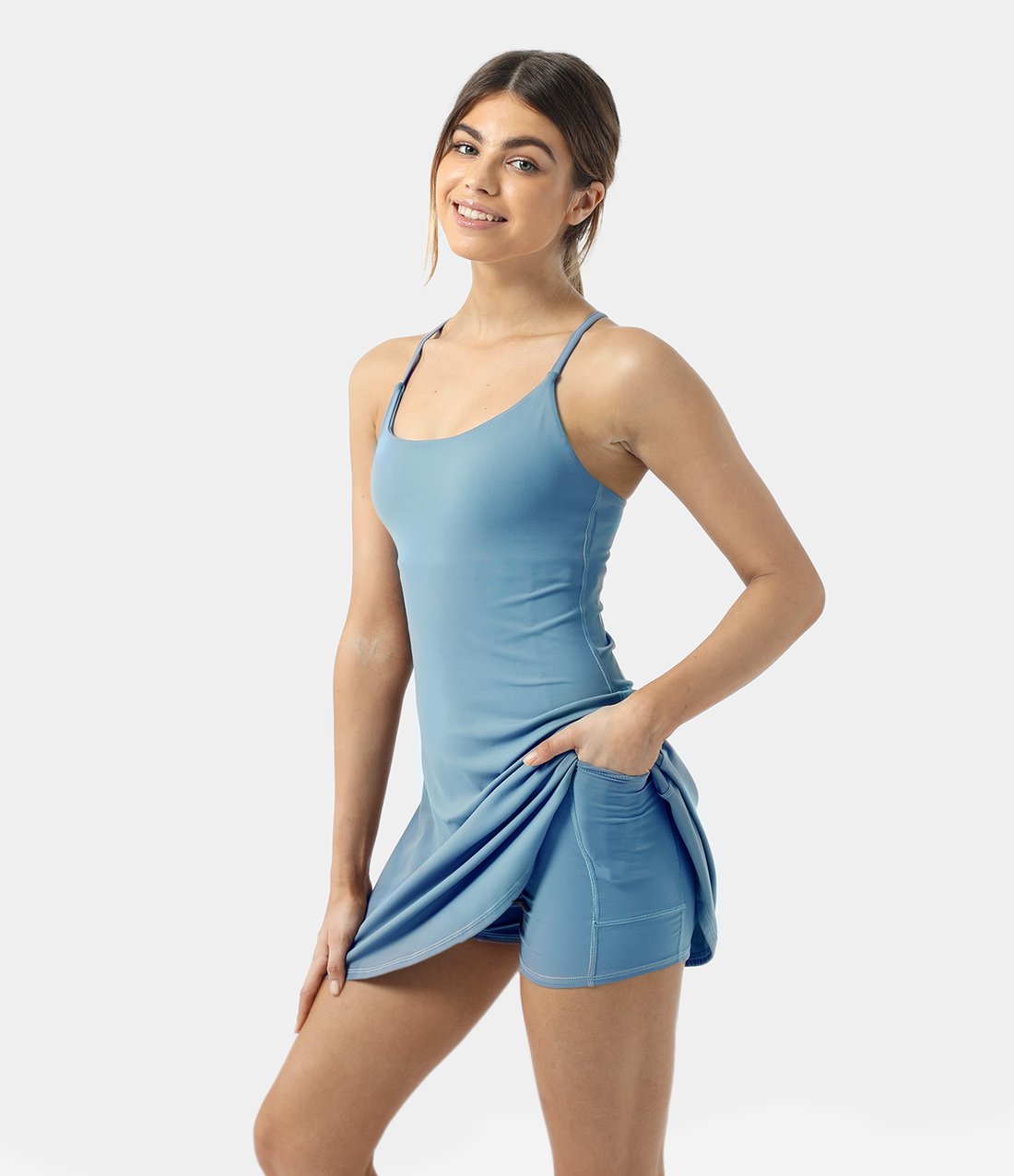 Vertvie Tennis Dress for Women Workout Backless Tennis Dress with Built in  Shorts and Bra Activewear Dresses with Pockets for Golf Athletic